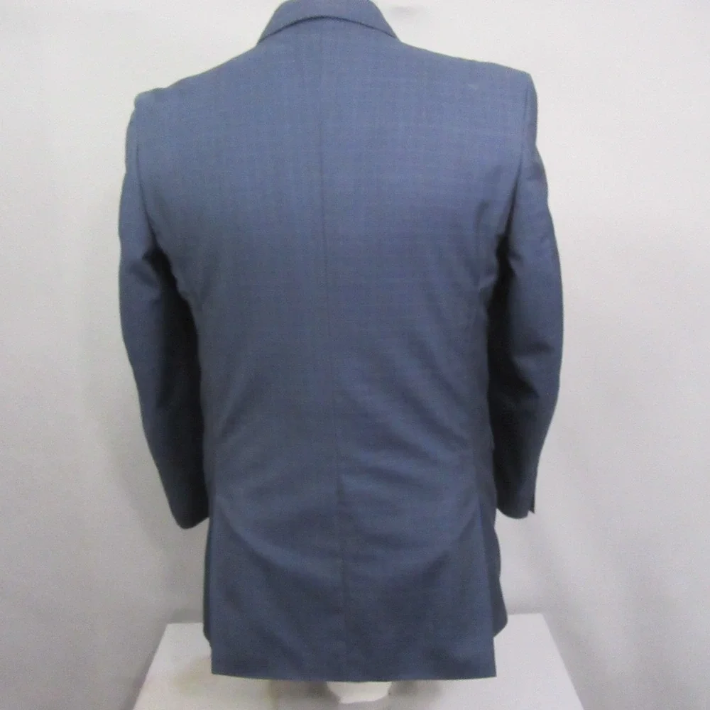 Stacy Adams Mens Sport Coat 40R‎ Slim Blue Glen Plaid Blazer Double Vent Modern